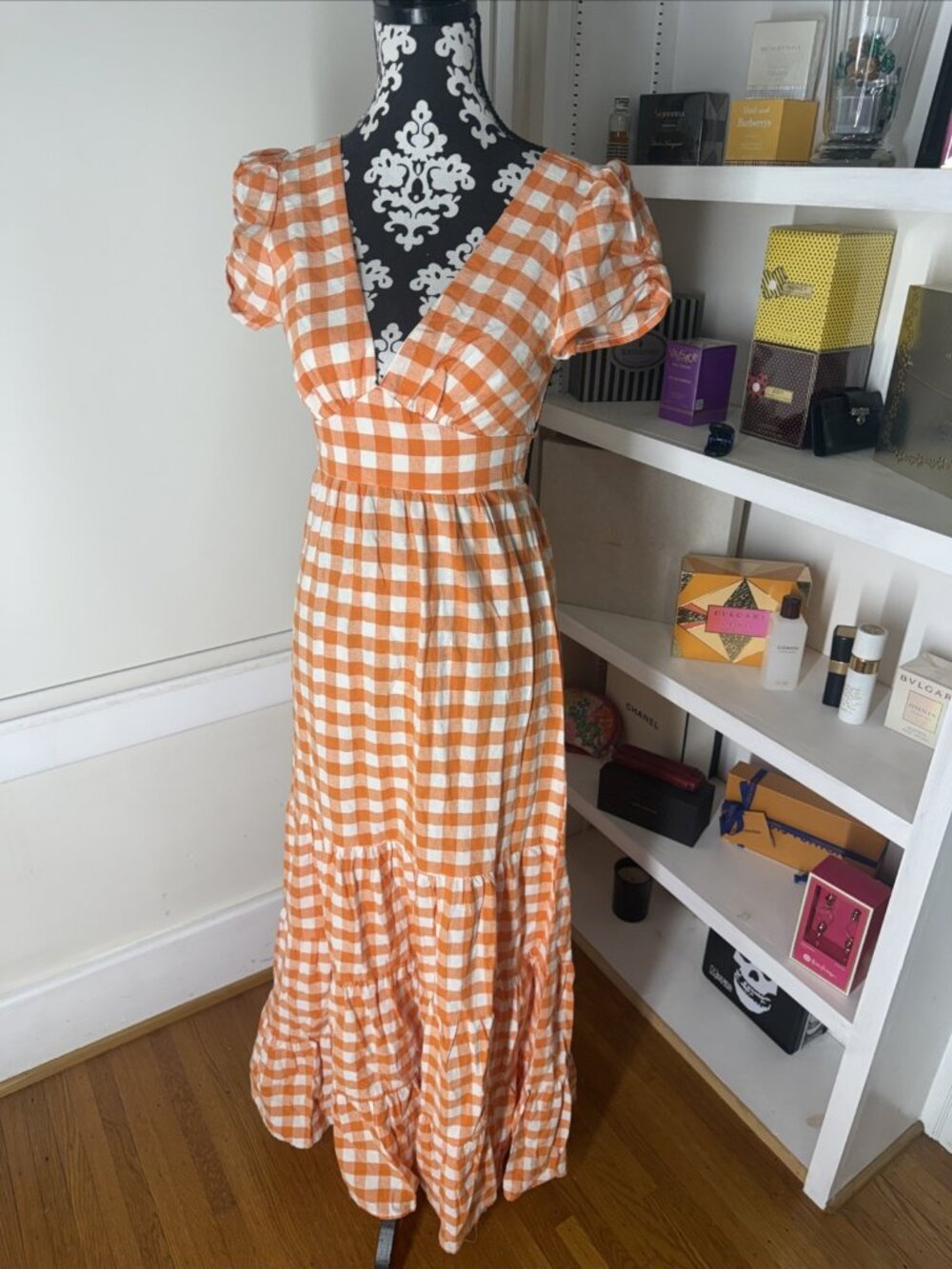 NWT Alice Elle Orange & White Maxi 8 Sundress Cutout 32 Bust 24-25 Waist Resort